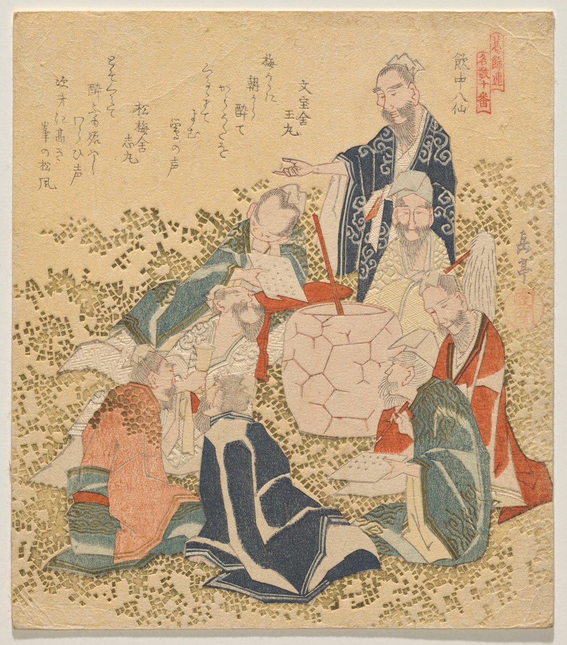 Acht betrunkene Unsterbliche, aus der Serie Zehn berühmte Nummern von Yashima Gakutei