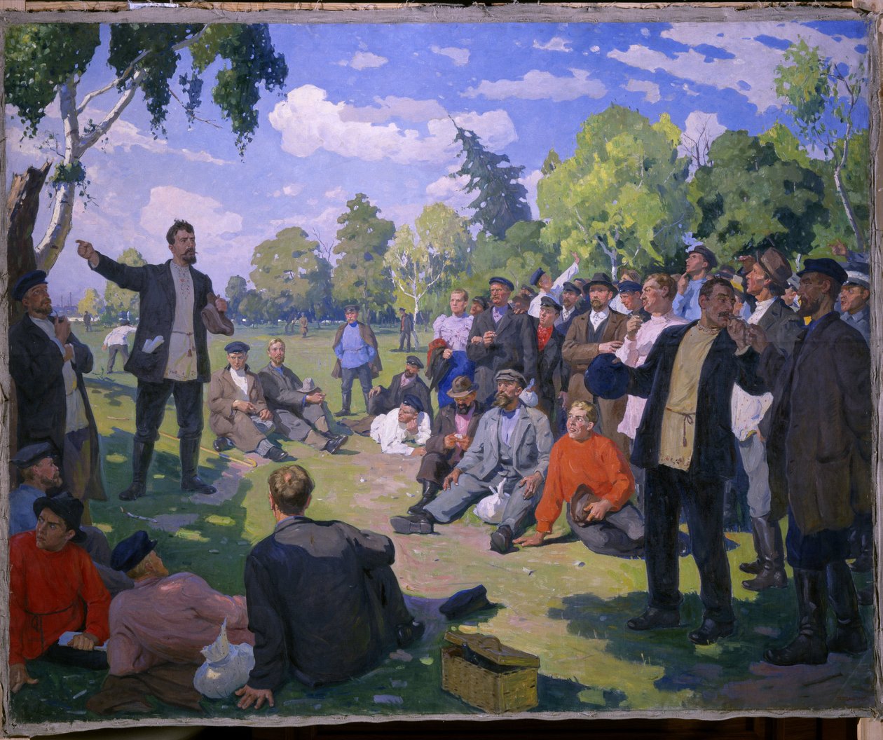 Tag der Arbeit 1891. Ruhetag und Versammlung der Arbeiter in einem sonnigen Park von Yefim Mikhailovich Tcheptsov