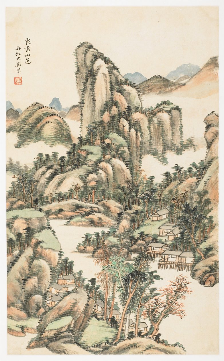 Bergfarbe auf dem Mount Liangchang, aus einem Album mit 12 Blättern von Yongxi Jin