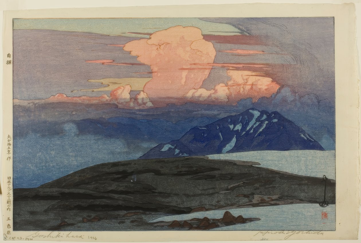 Goshiki-Berge, aus der Serie "Zwölf Szenen der japanischen Alpen" von Yoshida Hiroshi