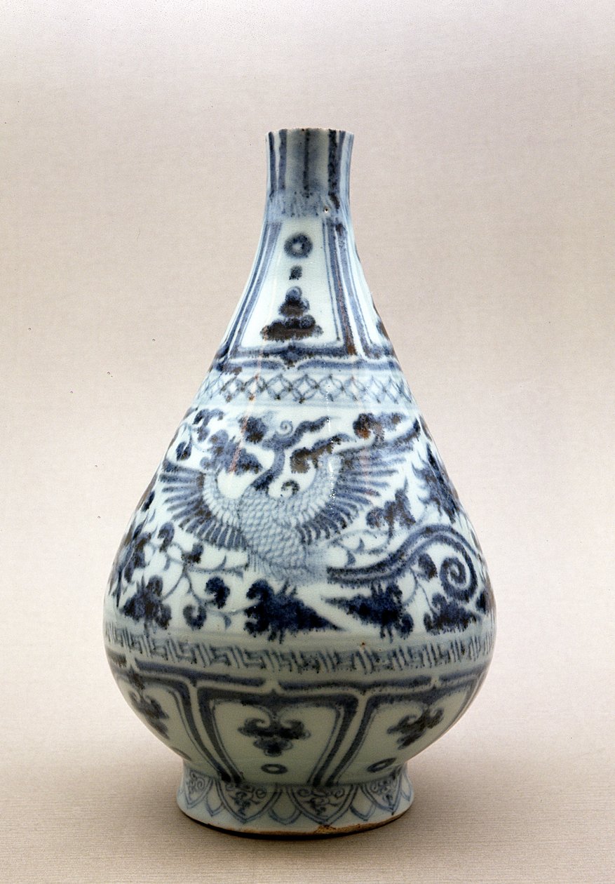 Blau-weiße Vase, Yuan-Dynastie (1206-1368) von Yuan Dynasty Chinese School
