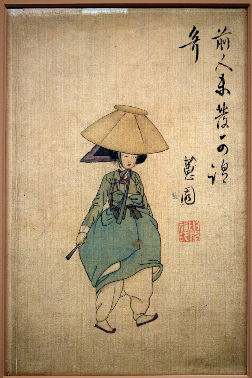 Junge Frau. Gemälde von Shin Yunbok (ca. 1758-1813), Tinte auf Papier von Yunbok Shin