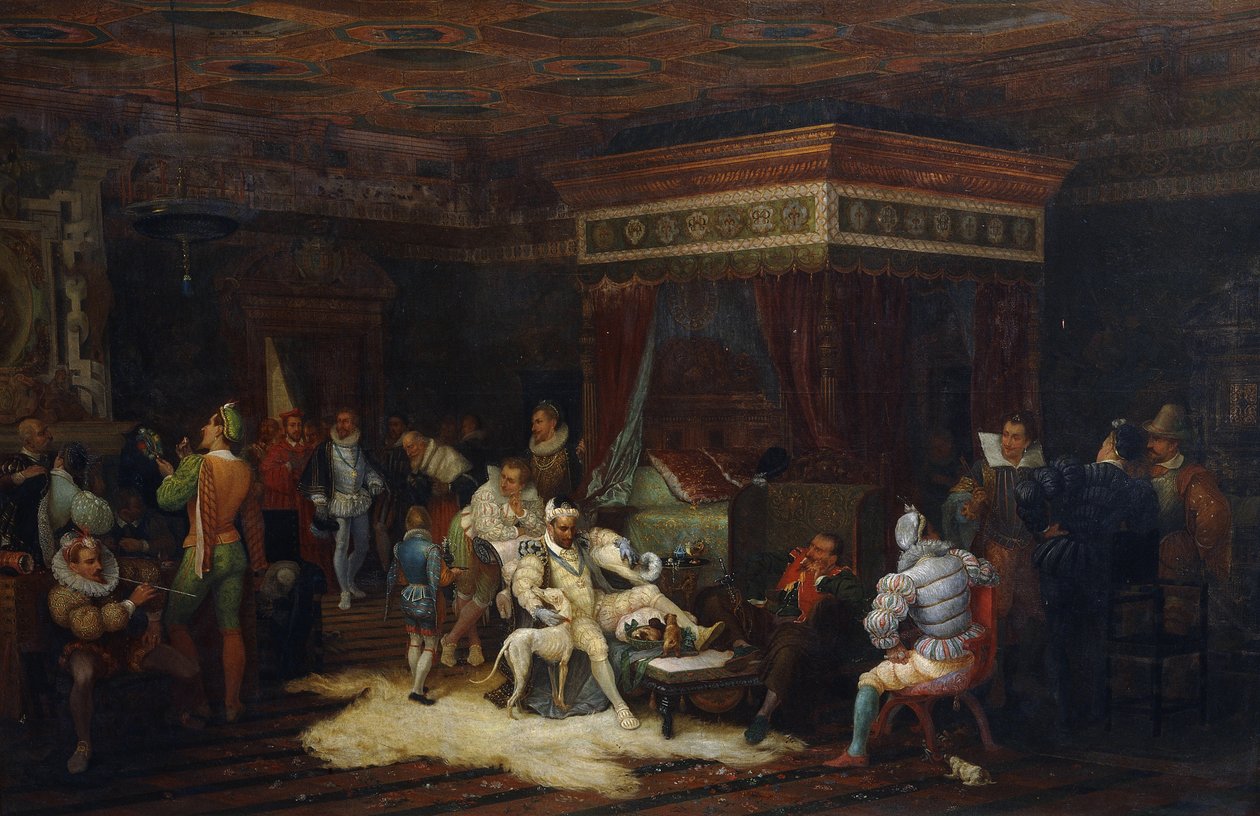 Die Ankunft des Herzogs von Guise im Zimmer von König Heinrich III. von Fontainebleau, 1861 von Yves Theophile Rene Grenier de Saint