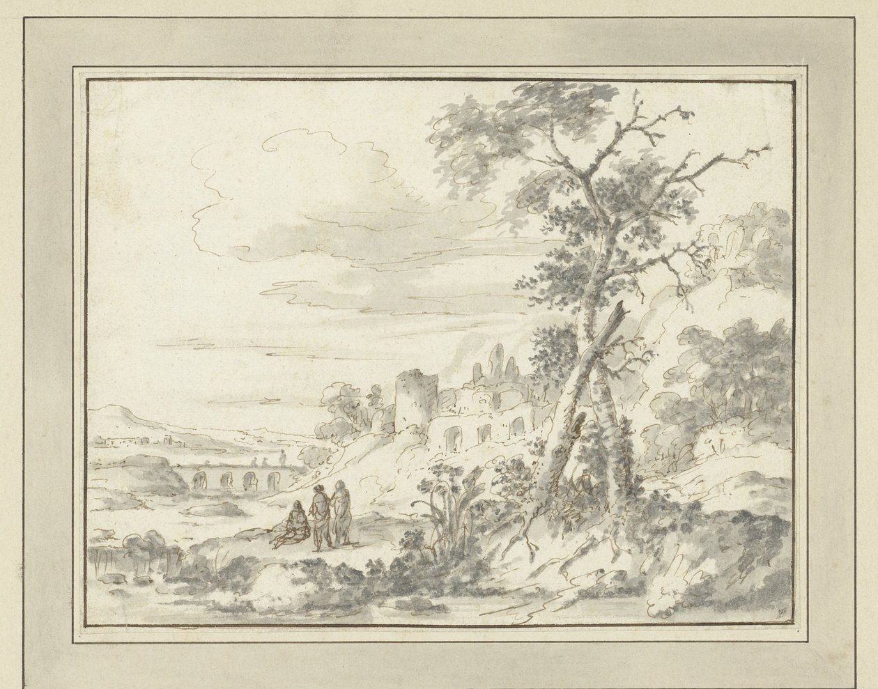 Bergige Landschaft mit Ruinen von Zacharias Blijhooft