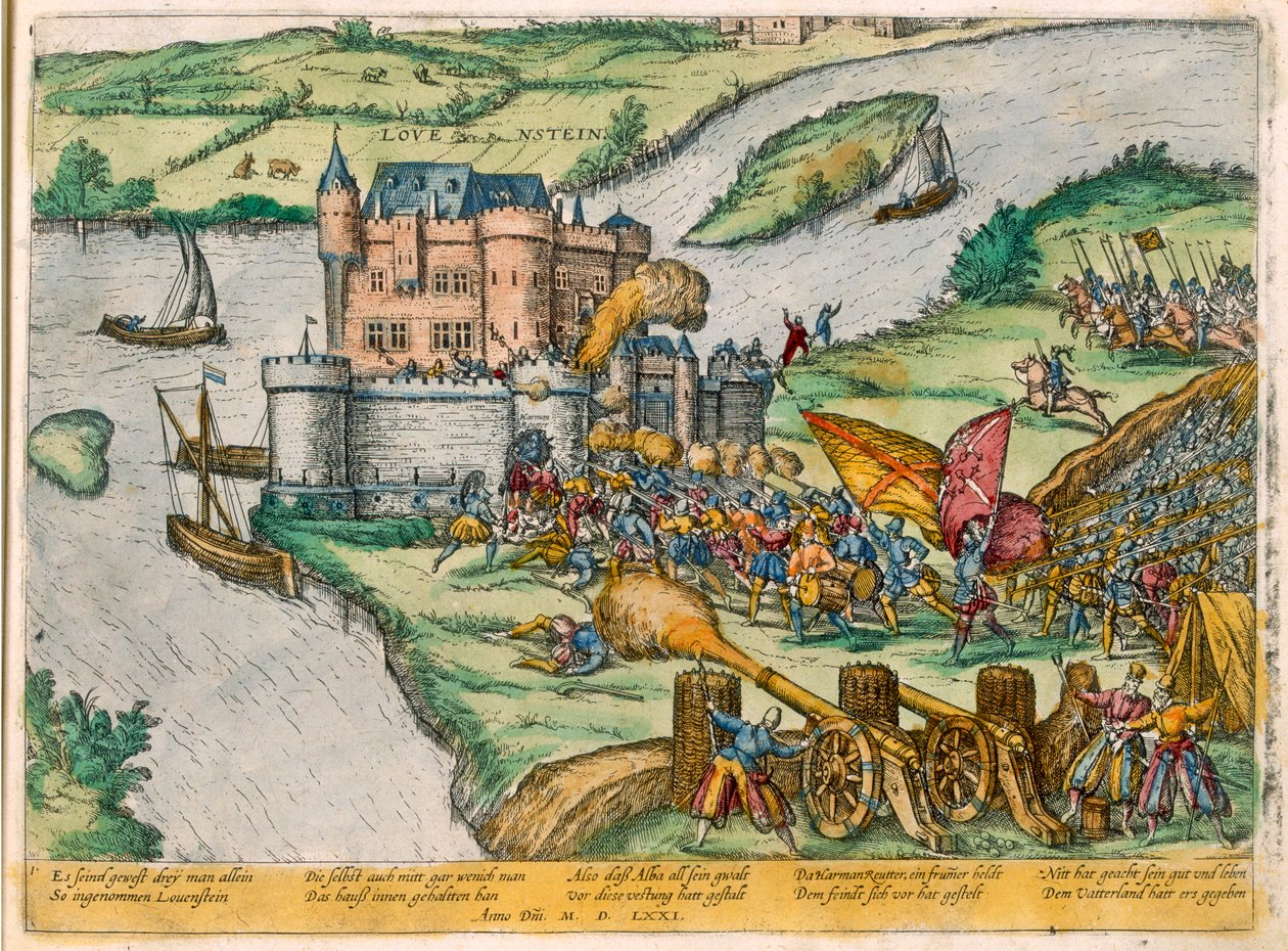 Die Belagerung von Löwen und der Heldentum von Harman Reuter gegen die spanischen Truppen, 1571 von Zacharias Dolendo