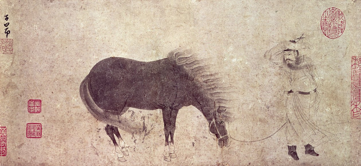 Pferd und Stallbursche im Winter von Zhao Mengfu Chao Meng-Fu or