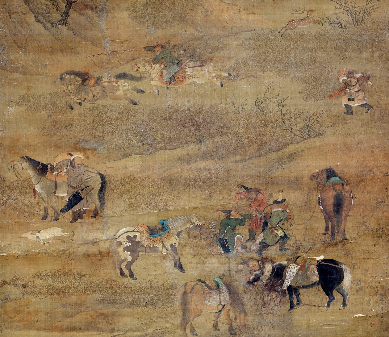 Mongolischer Reiter jagt ein Pferd (Detail) von Zhao Mengfu Chao Meng Fu or