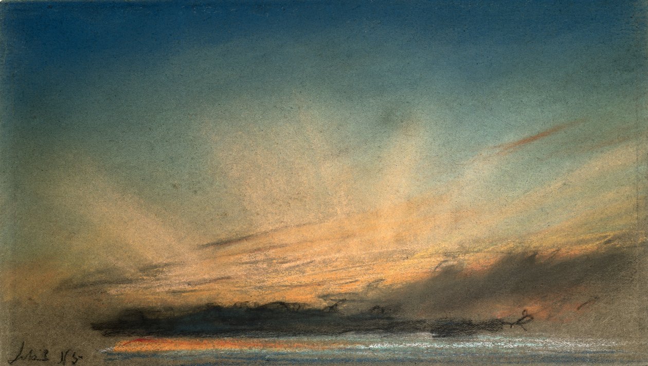 Bernsteinfarbenes Nachglühen mit Dämmerungsstrahlen, September 1885 von Frederick (attr. to) Barnard
