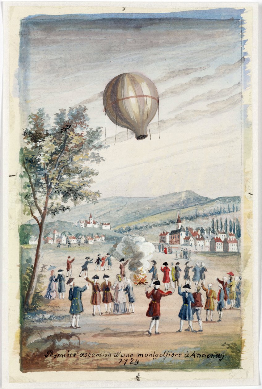 Erster Aufstieg eines Montgolfiers in Annonay, Frankreich, 5. Juni 1783 von Frederick (attr. to) Barnard