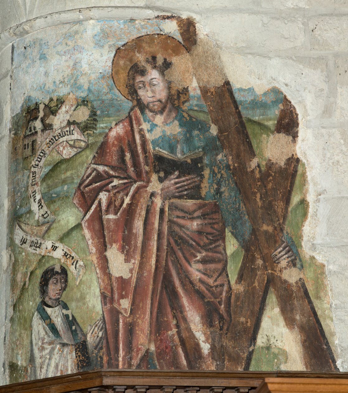 Pfarrkirche (Parochiekerk Onze-Lieve-Vrouw). Innenansicht. Der Chor. Wandmalerei. von . .