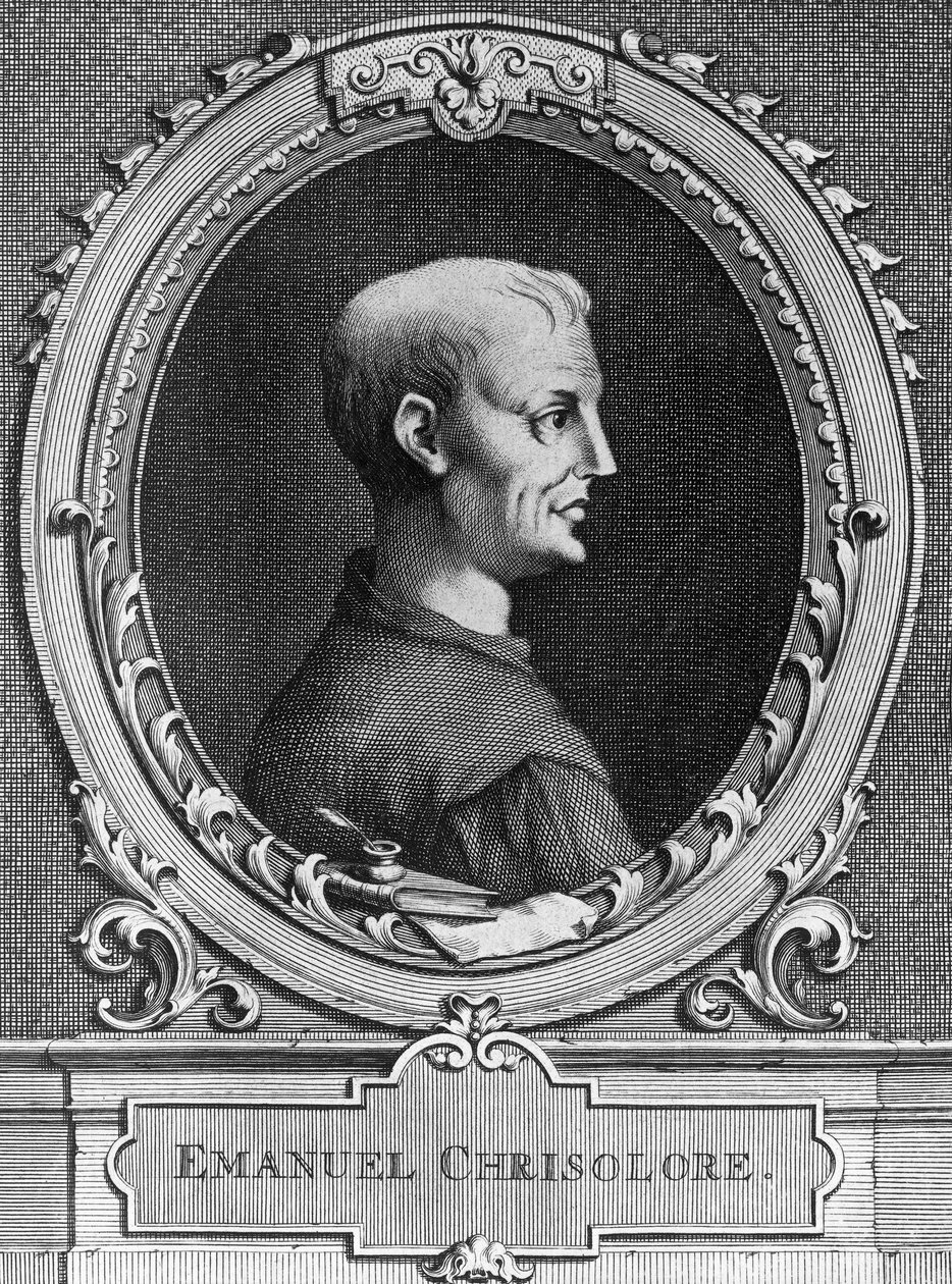 Porträt von Emanuele Crisolora (1350-1415), byzantinischer Humanist, Kupferstich von William Walcutt