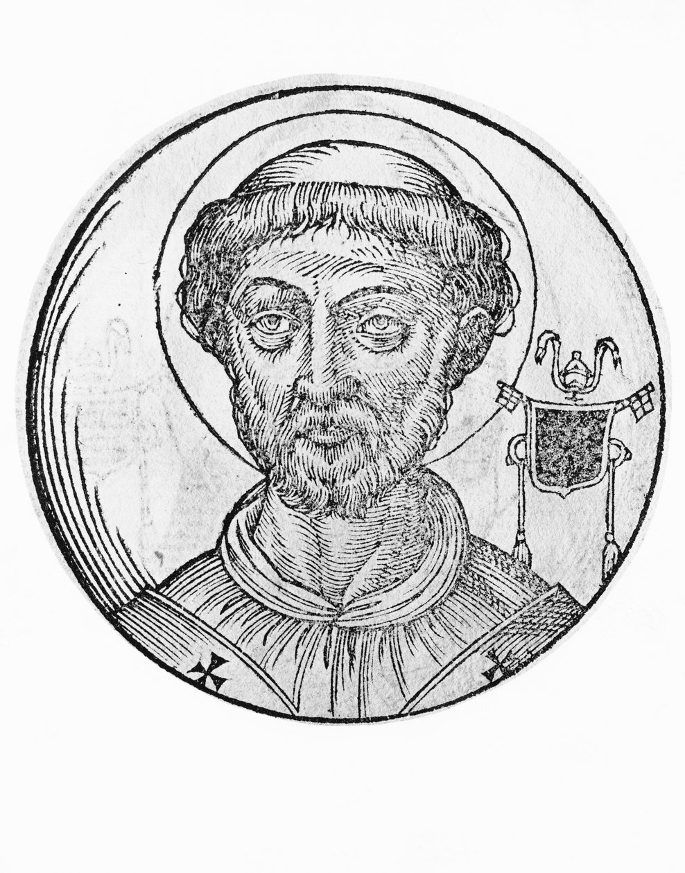 Porträt von Heiliger Anastasius I. (Anastasio de Massimi, gestorben 401), 39. Papst der katholischen Kirche ab 399, Kupferstich von William Walcutt