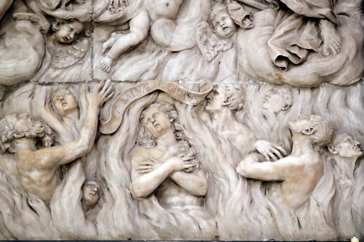 Santa Maria delle Vigne Basilika. Das Jüngste Gericht, die Hölle. Skulptur. Genua. Italien. von . .
