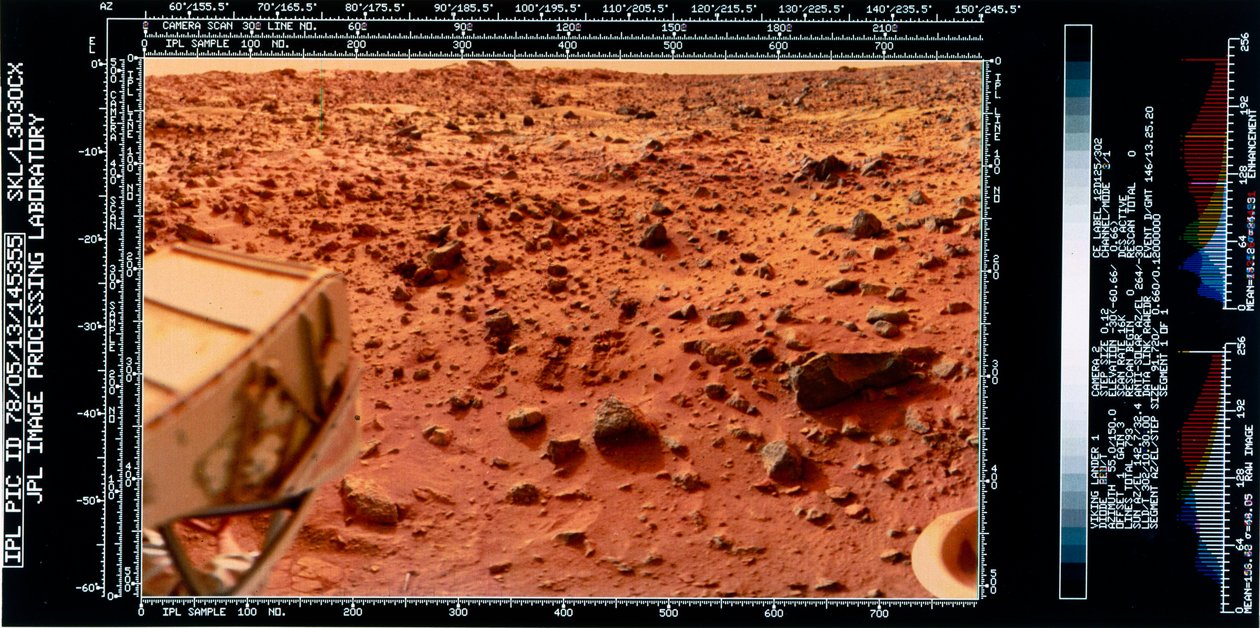 Raumschiff, USA, Viking Nahaufnahme der Marslandschaft vom Viking 1 Lander von Ferdinand Georg Waldmuller