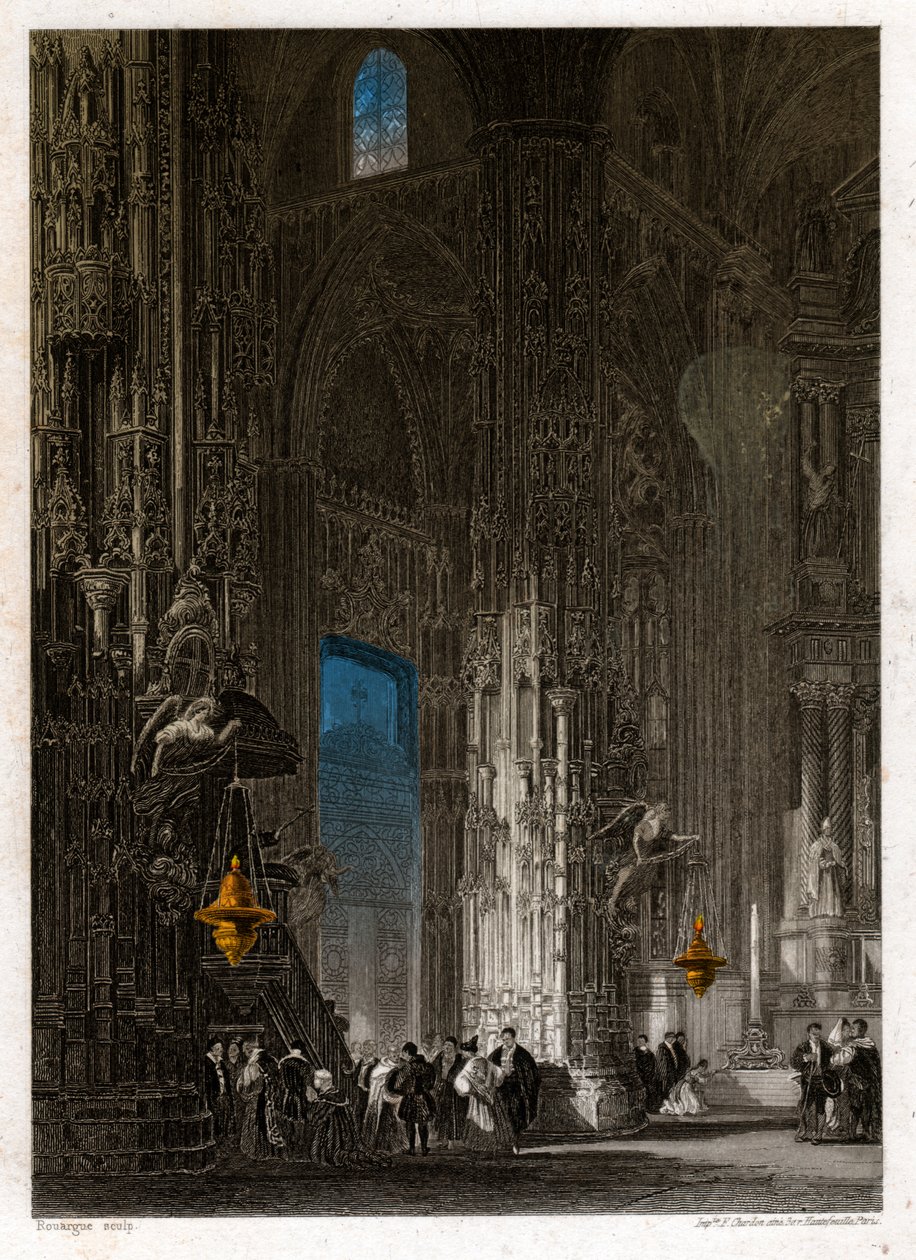 Die Kathedrale des Heiligen Erlösers in Jerez de la Frontera (Xeres). ca. 1840 (Gravur) von . .