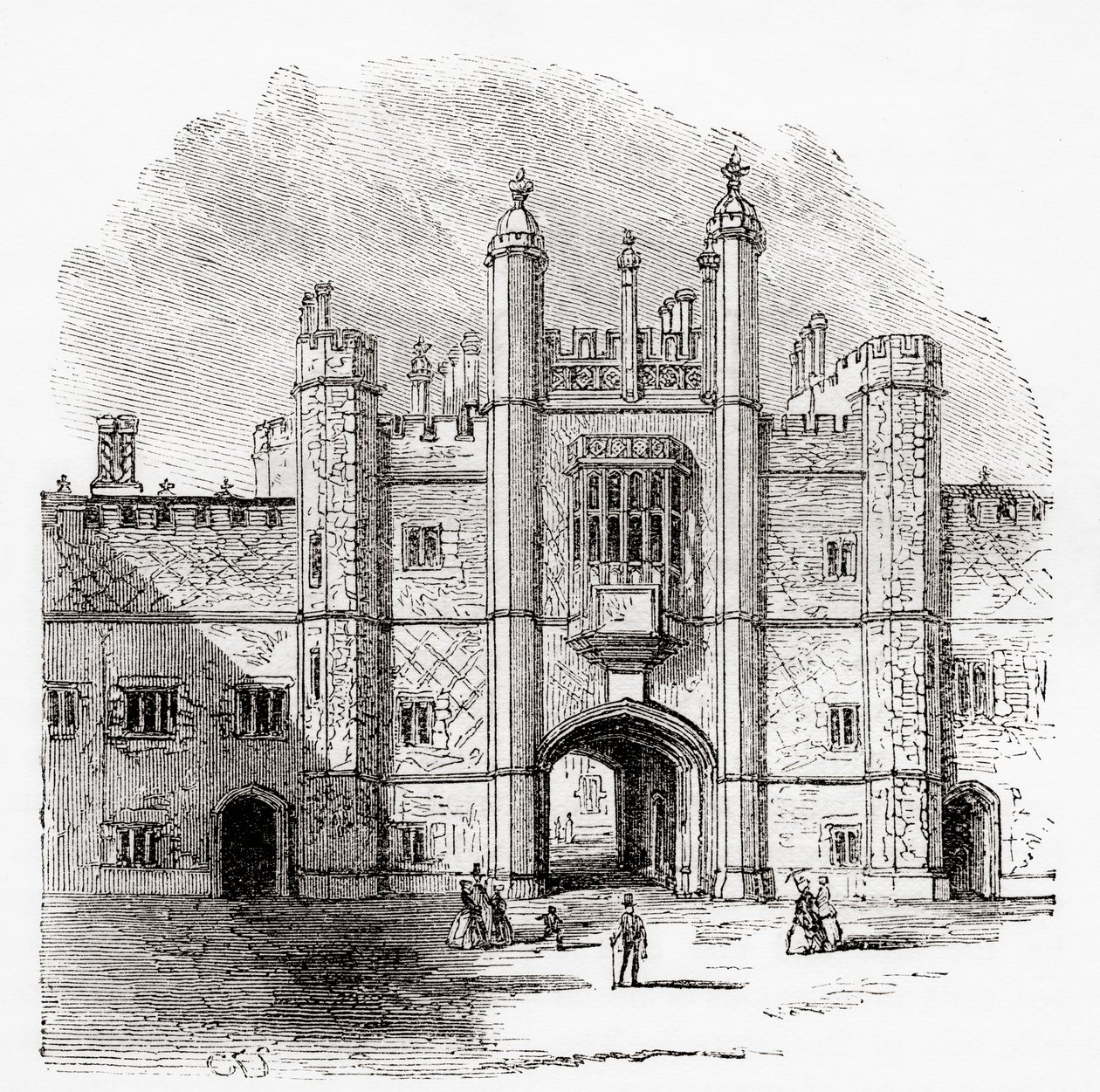 Das Tor zu Eton College, Eton, Berkshire, England, im 19. Jahrhundert. von . .