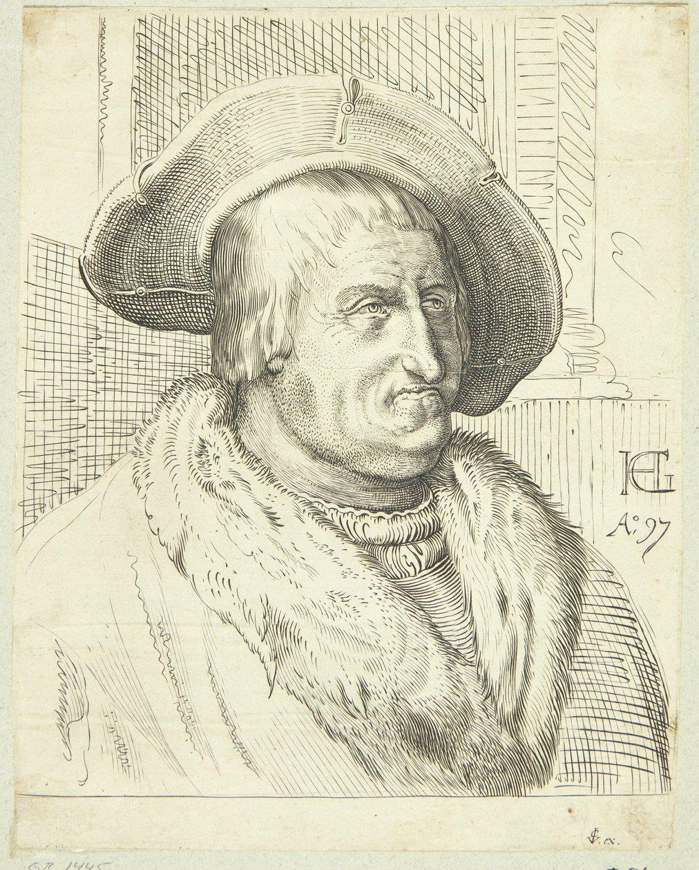 Fantasieporträt eines alten Mannes mit Hut von after Hendrick Goltzius
