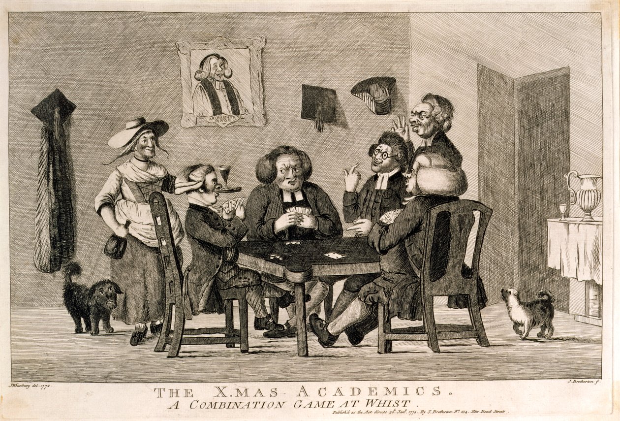 Die Weihnachtsakademiker Ein Kombinationsspiel bei Whist von after Henry William Bunbury