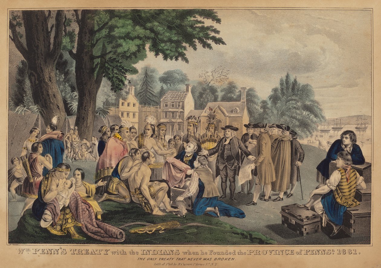 Wm. Penns Vertrag mit den Indianern bei der Gründung der Provinz Pennsa. 1661: Der einzige Vertrag, der nie gebrochen wurde von after Napoleon Sarony