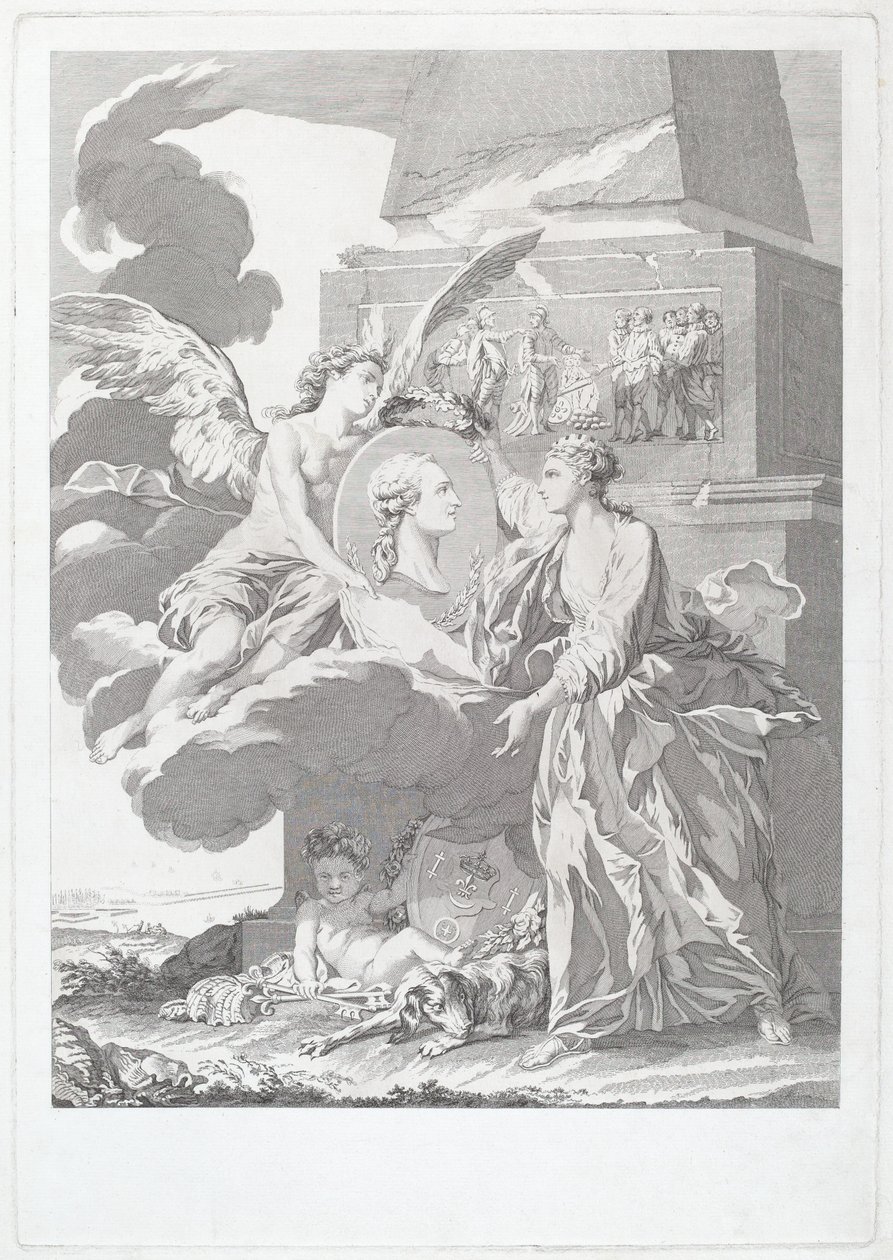 Allegorisches Porträt von Pierre Buirette de Belloy von after Nicolas René Jollain Louis Simon Lempereur