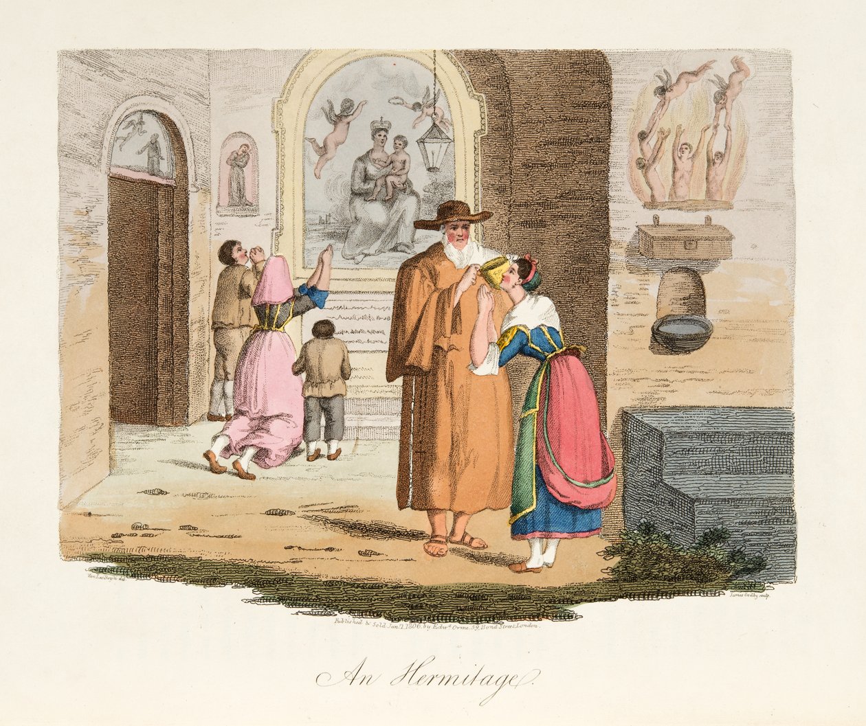 Die Einsiedelei von Capua, aus Italian Scenery, veröffentlicht 1806 von after P. van Lerberghi