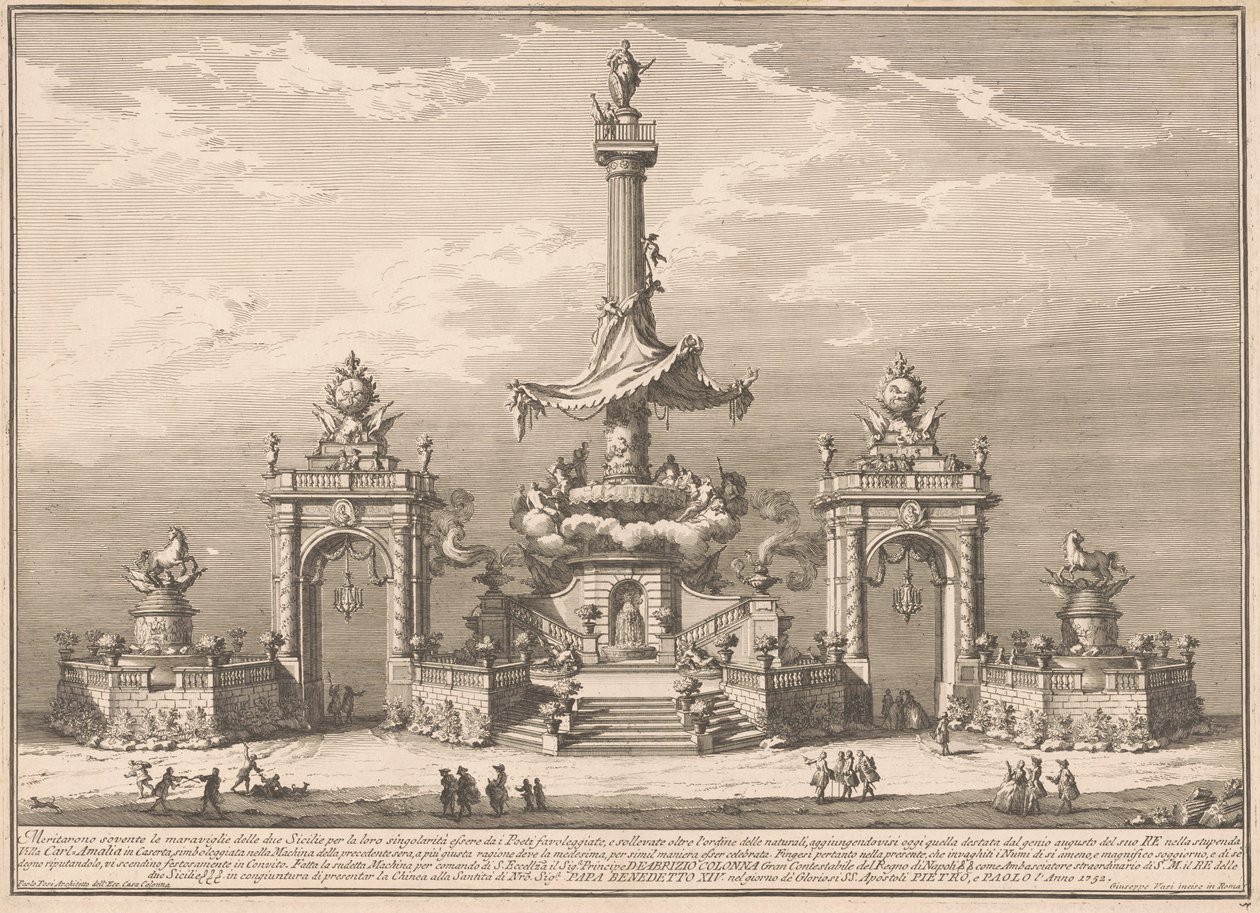 Die zweite Maschine für die Chinea von 1752: Das Bankett der Götter in der Villa Carl