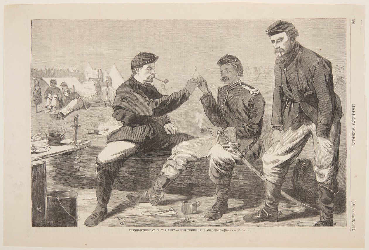 Erntedankfest in der Armee – Nach dem Abendessen: Der Wunschknochen von after Winslow Homer