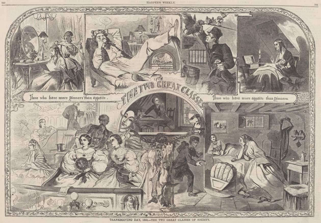 Erntedankfest, 1860 - Die zwei großen Klassen der Gesellschaft von after Winslow Homer