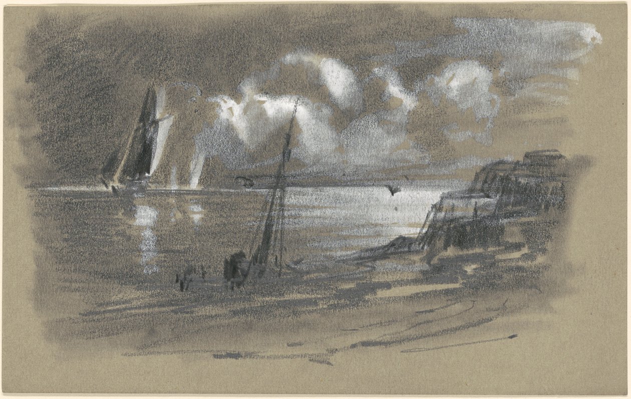 Küste bei Mondschein [recto] von attributed to Edward Moran