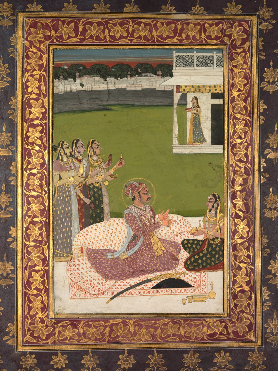 Porträt von Maharaja Savant Singh mit Gemahlin, Bani Thani von attributed to Nihal Chand