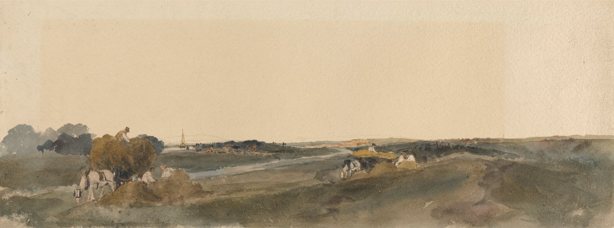 Heuernte an den Ufern eines Lincolnshire-Flusses von attributed to Peter DeWint