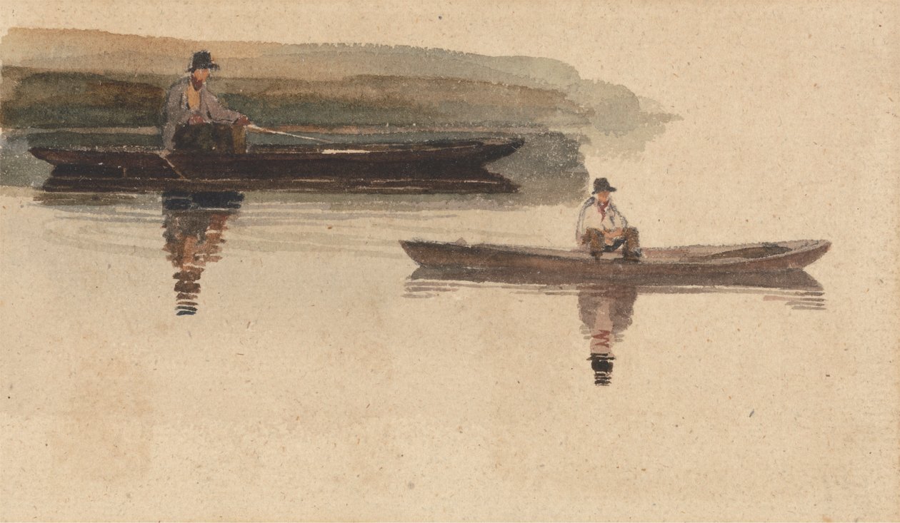 Zwei Männer in Kähnen von attributed to Peter DeWint