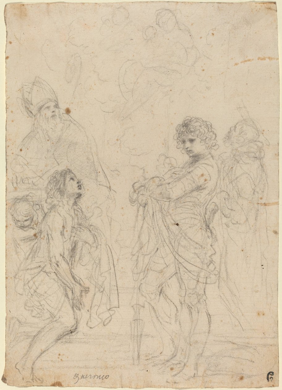 Madonna und Kind mit den Heiligen Gimignano, Johannes dem Täufer, Georg und Peter Martyr von called Guercino Giovanni Francesco Barbieri