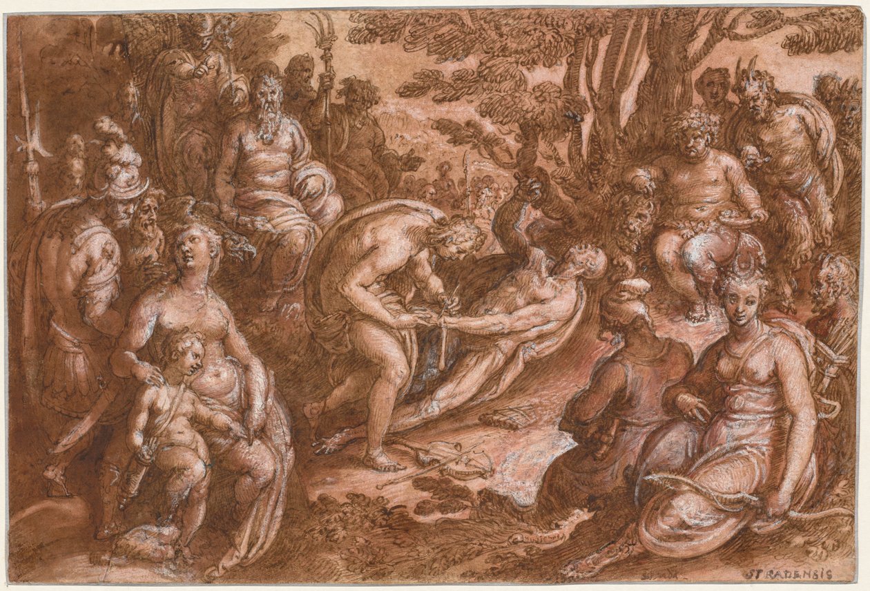 Die Häutung des Marsyas, ca. 1570-1605 von called Johannes Stradanus Jan van der