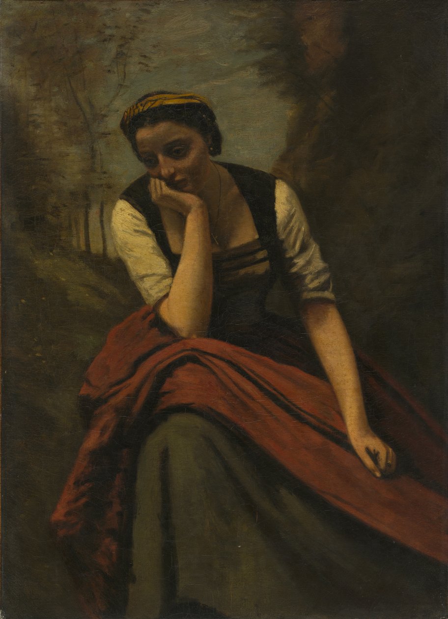 Meditierende Frau von copy after Jean Baptiste Camille Corot