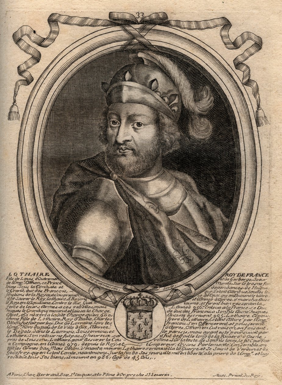 Porträt von Lothar (941-986), König der Franken - Gravur aus 