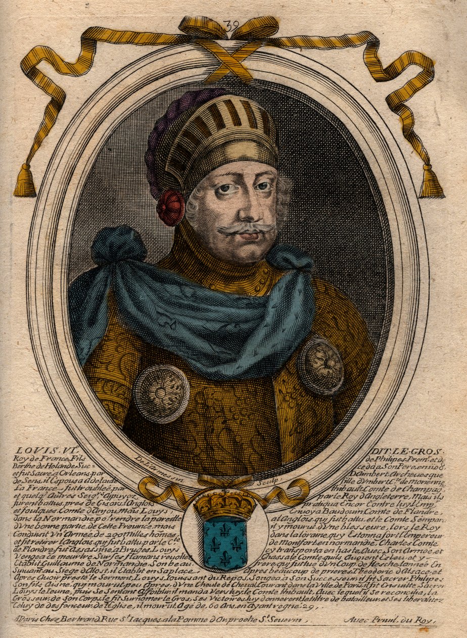 Porträt von Ludwig VI., genannt der Dicke - Gravur aus 