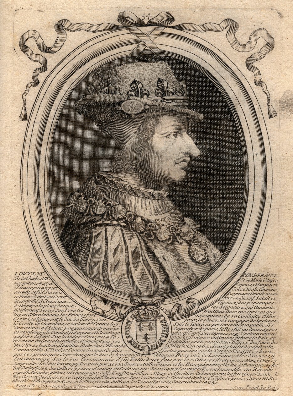 Porträt von Ludwig XI. (1423-1483), König von Frankreich - Porträt von Ludwig XI. von Frankreich (1423-1483), König von Frankreich - Gravur aus 