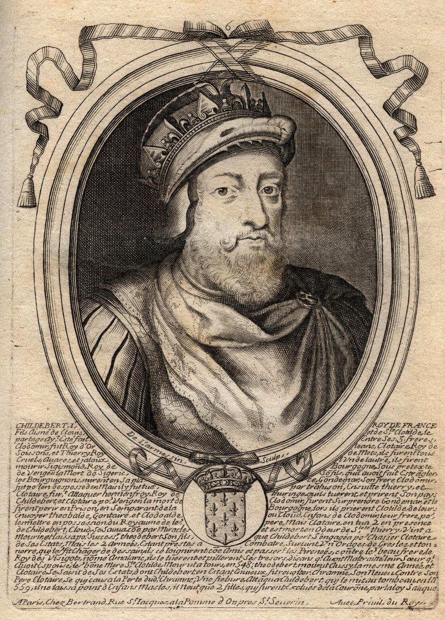 Porträt von Childebert I., König der Franken - König Childebert I. (497 ...