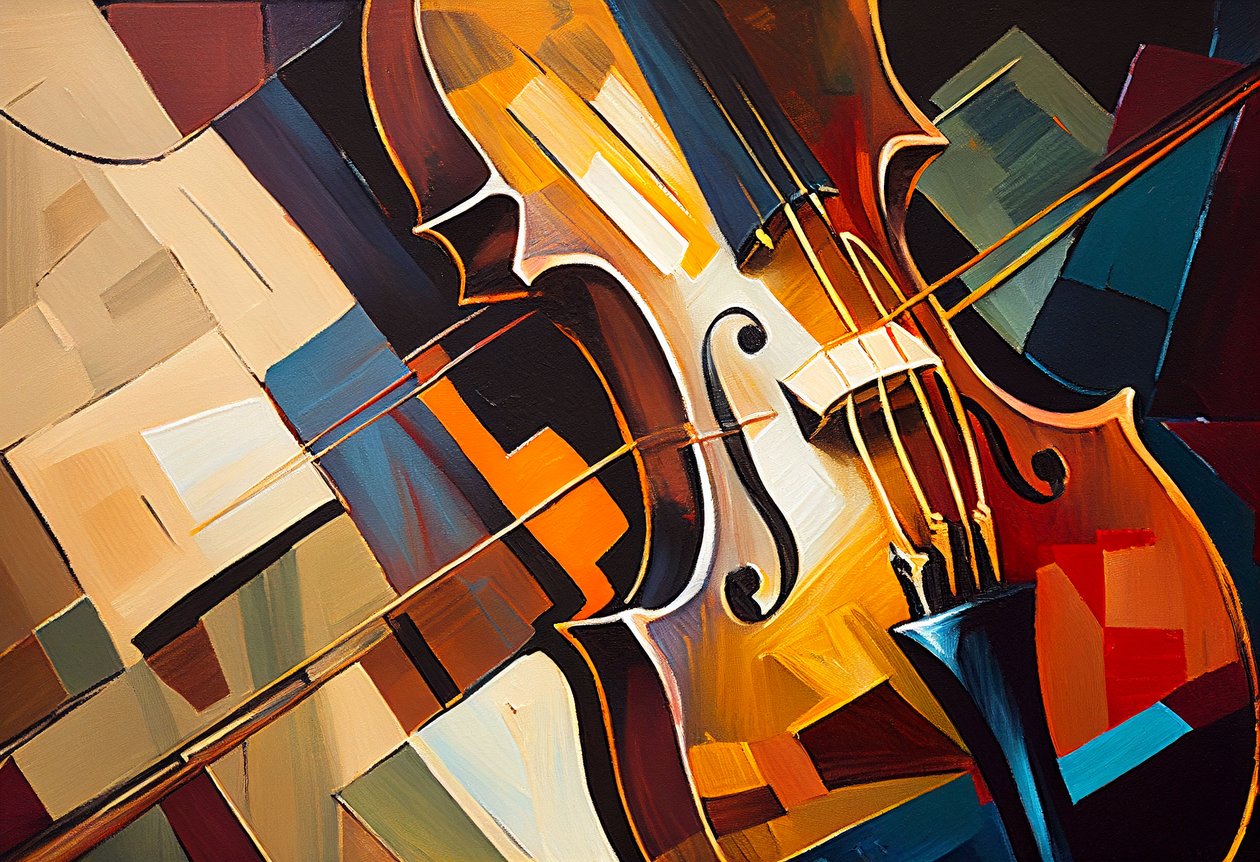 Abstrakte Geigenmalerei, Musikleinwand von F. Abderrahim