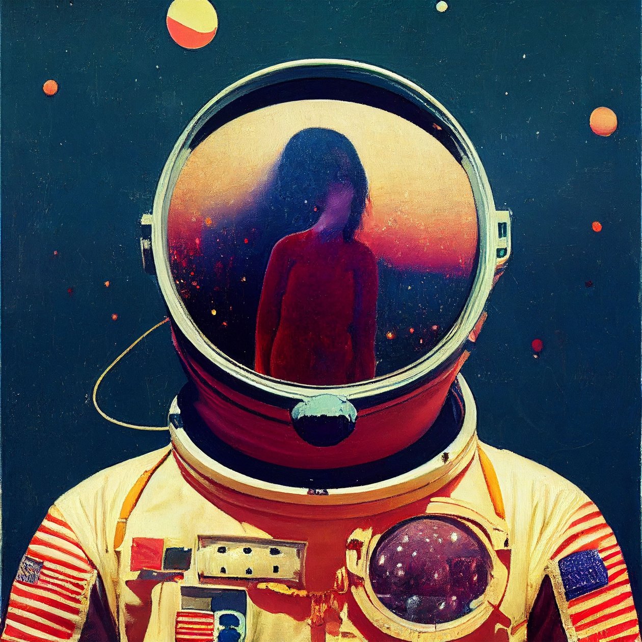 Abstrakter Astronaut im Weltraum von F. Abderrahim