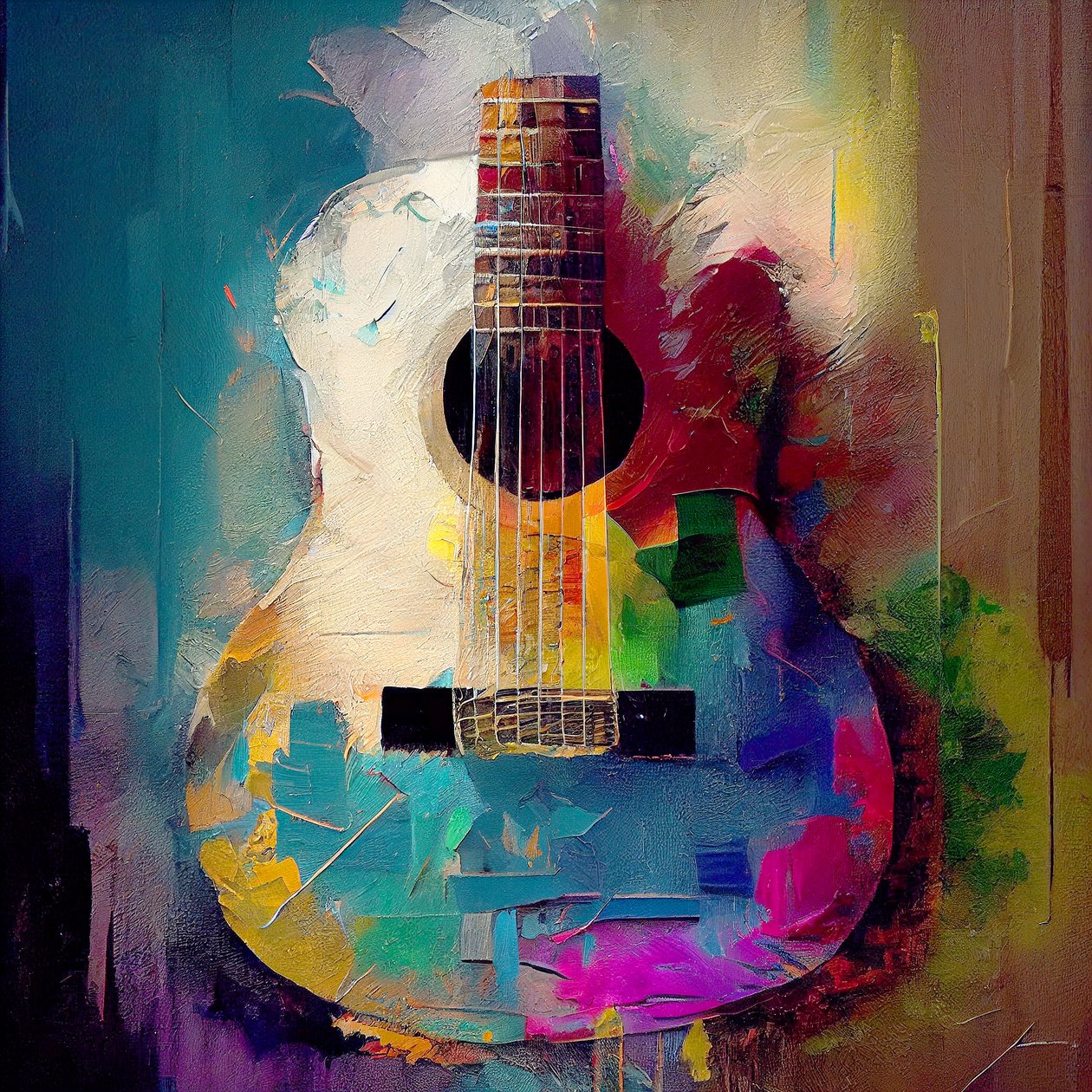 Elektrische Rockgitarre, Musikinstrument mit warmen Farben von F. Abderrahim