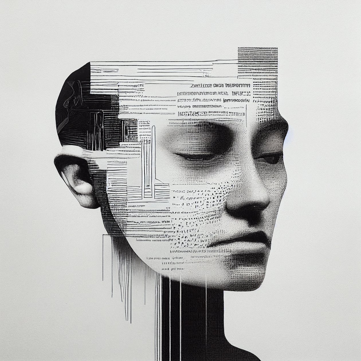 Minimalismus Männergesicht Malerei von F. Abderrahim