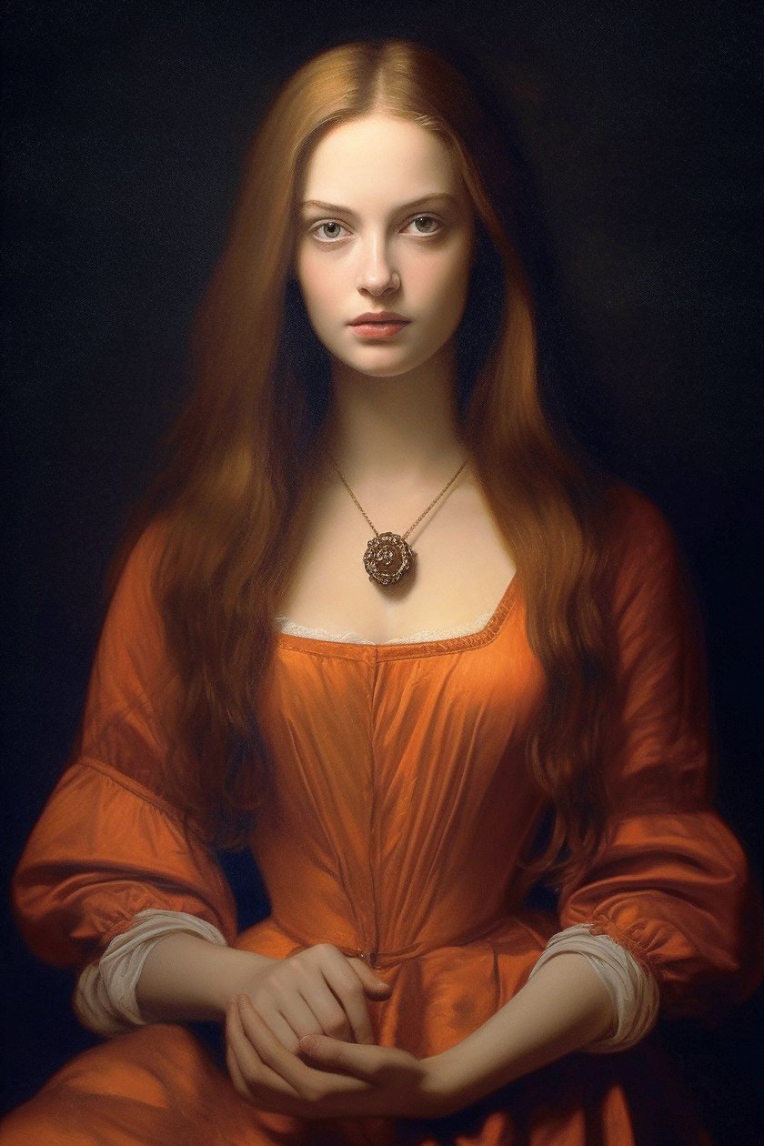 Porträt einer schönen weiblichen Supermodel des 18. Jahrhunderts von F. Abderrahim