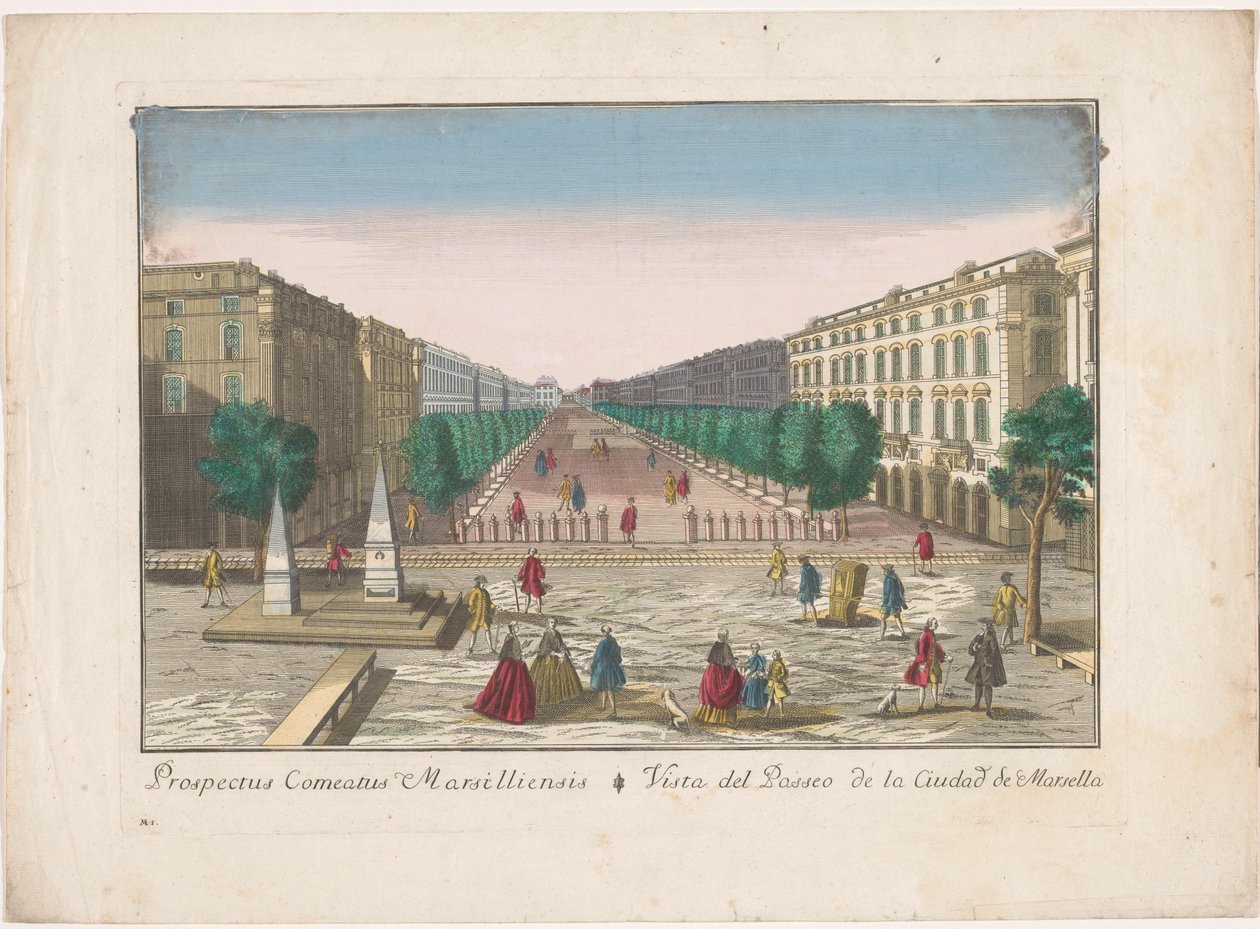 Blick auf eine Promenade in Marseille von familie Remondini (attributed to)