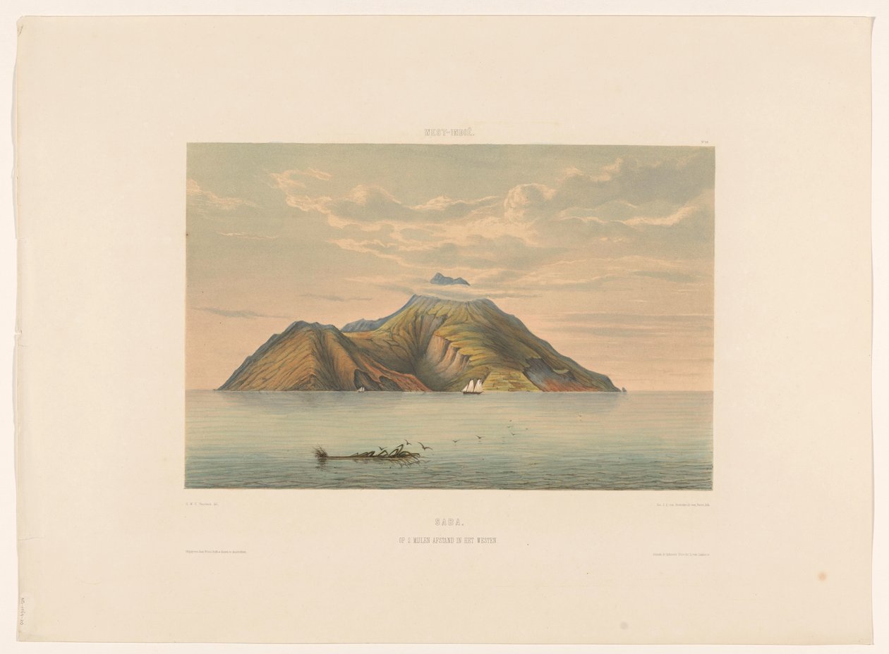 Saba. Auf 2 Meilen Entfernung im Westen. von jonkheer Jacob Eduard van Heemskerck