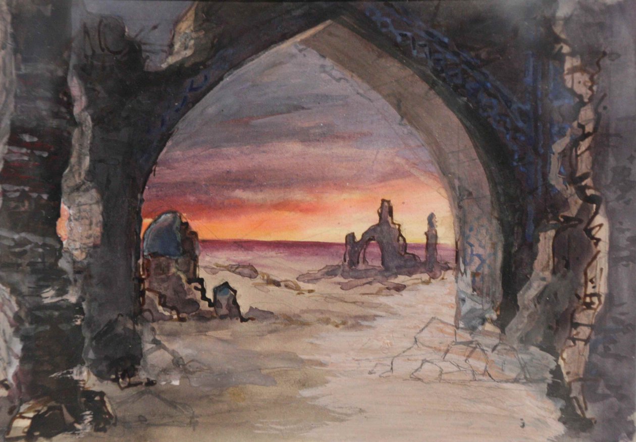 Bühnenbild für das Stück Rupture Grass von E. Goslavsky, 1901 von karl Fyodorovich Valz