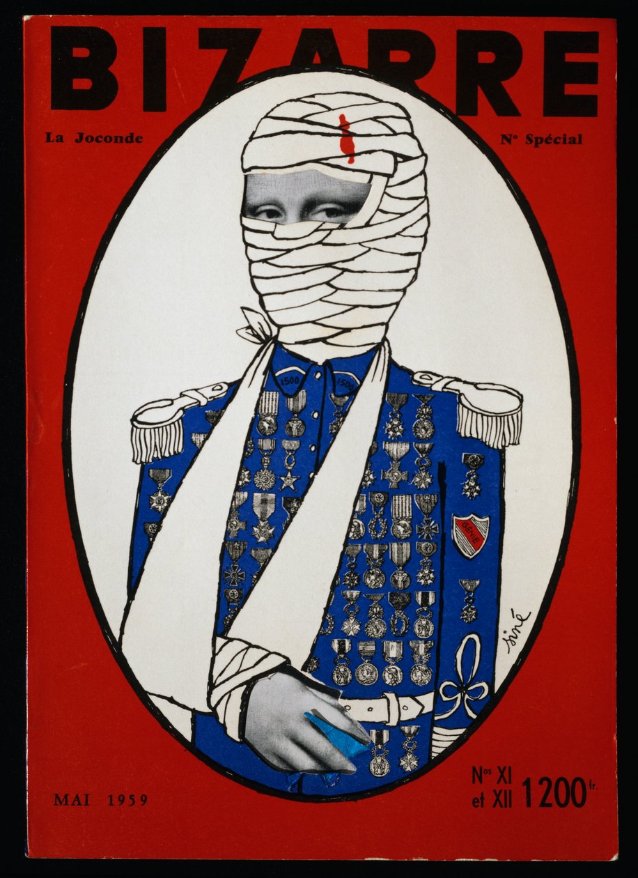 Mona Lisa, Titelblatt der Sonderausgabe des Bizarre-Magazins, Paris, Libreries des Tuileries, Mai 1959, Frankreich, 20. Jahrhundert von Theodore Charles Ange Coquelin