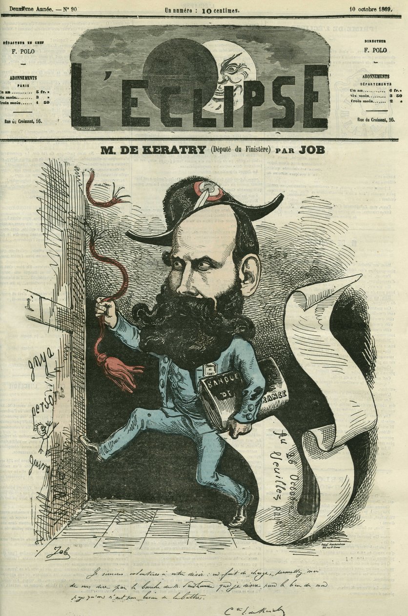 Karikatur von Emile Keratry (1832-1904), französischer Politiker. Titelbild in „L