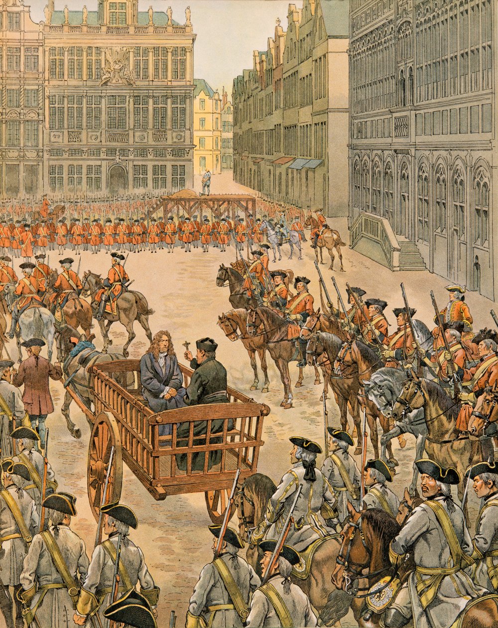 Jacques Marie Gaston Onfroy de Breville dit JOB (1858-1931) - Geschichte Belgiens: Francois Annessens (1660 - 1719), Dekan der vier Kronen und Meister der Fabrik des Krankenhauses Saint John, beschuldigt, der Anstifter der Unruhen im Jahr 1717 zu sein und von pseudonym for Onfray de Breville Jacques Job